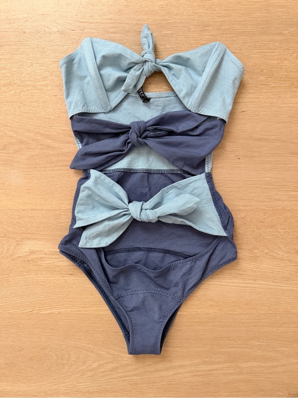 Lisa Marie Fernandez Two-Tone Blue Bow One-Piece Swimsuit